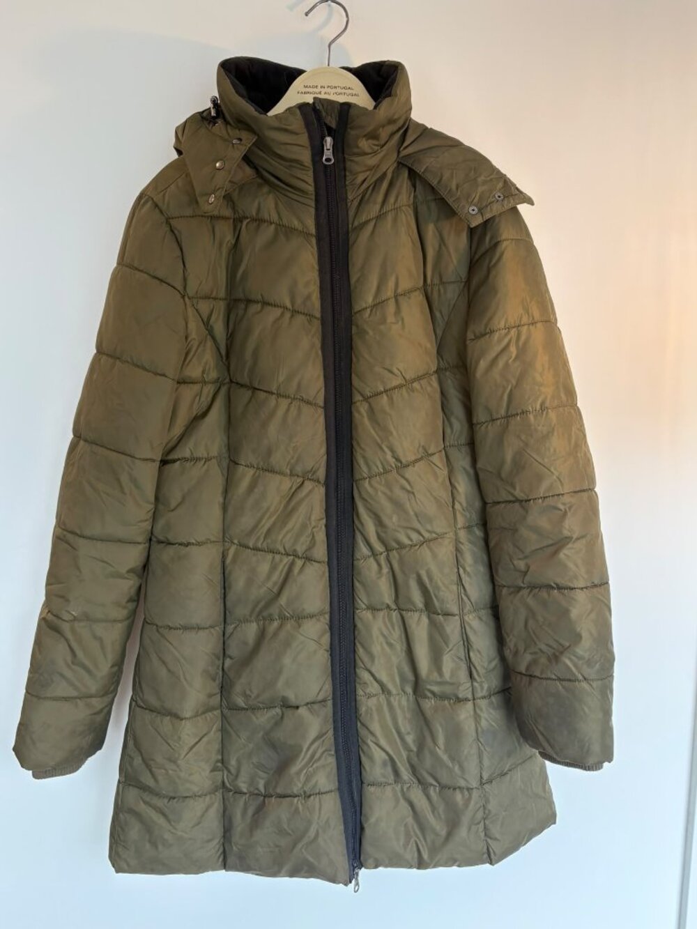 Joe Fresh Active Long Puffer Coat – Olive Green – Size M